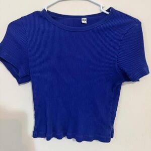 Blue Ribbed Women's Top